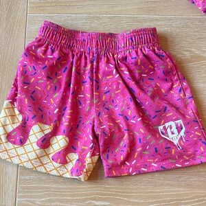 Baseball Lifestyle 101 Youth Pink Sprinkle Ice Cream Print Shorts size Small
